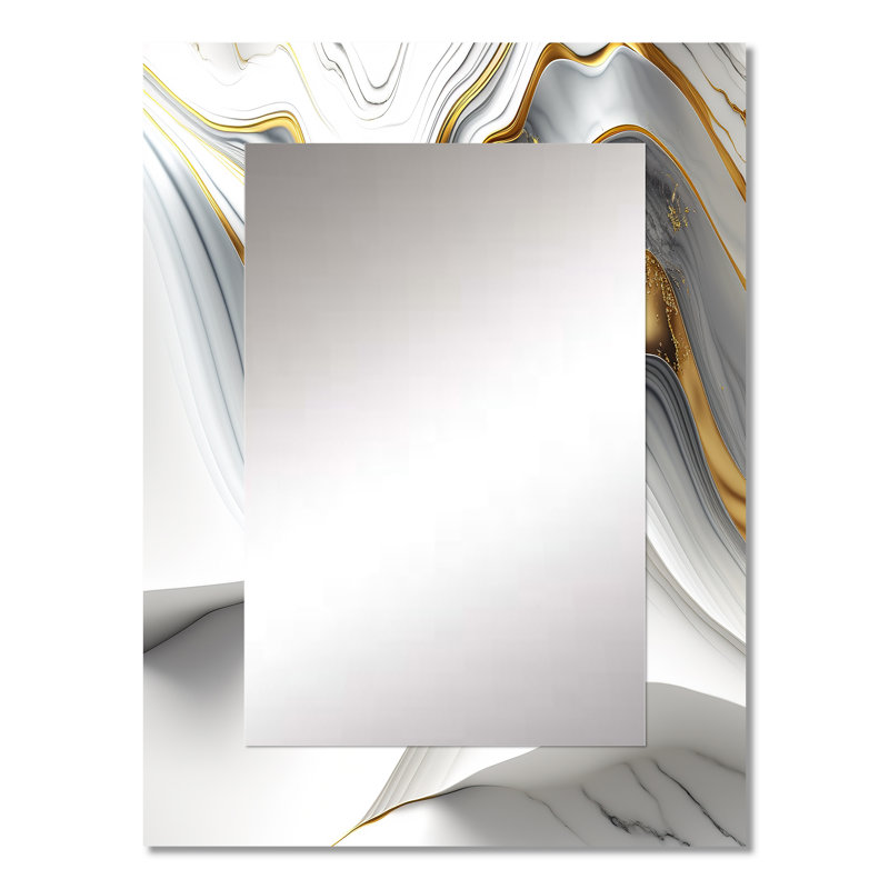 Abstract Geode Waves Grey V - Abstract Decorative Mirror, Gray Wall Mirror, Printed Metal Art, 32" x 24"