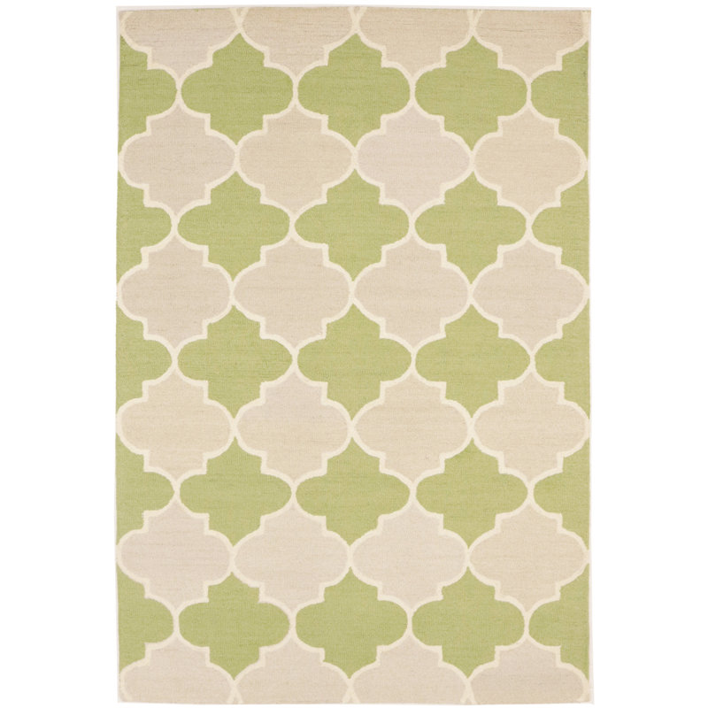 Tapis géométrique rectangulaire en laine touffeté à la main Irelyn