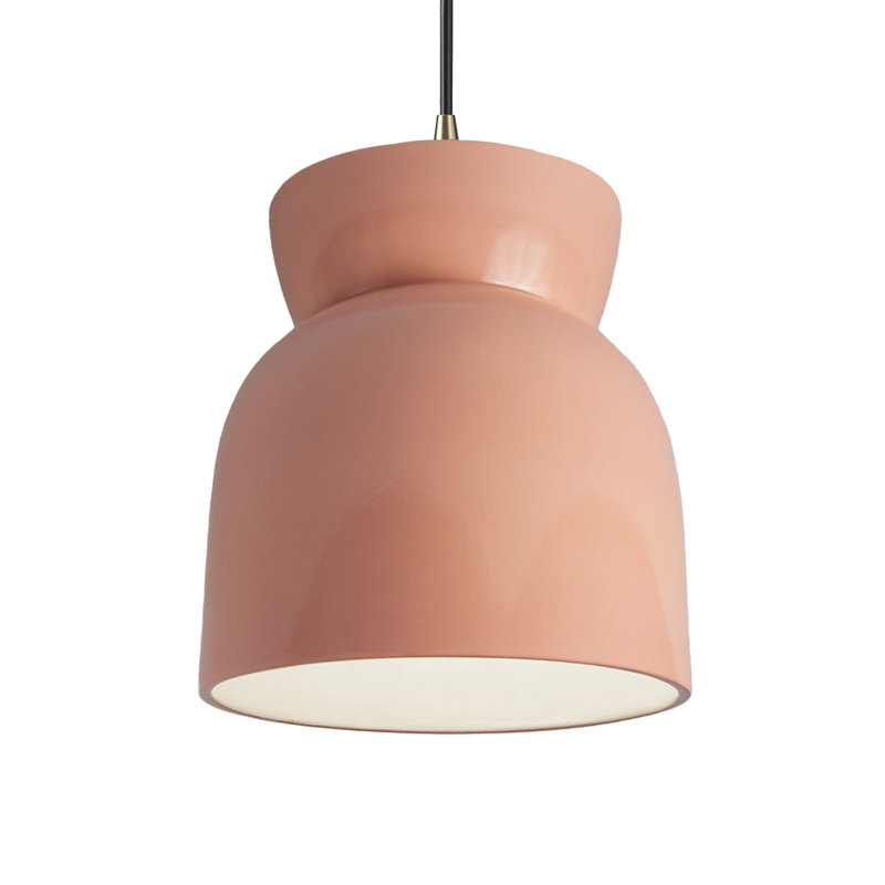 Luminaire suspendu simple en forme de sablier à DEL Sadaris, Rosé brillant, Laiton antique