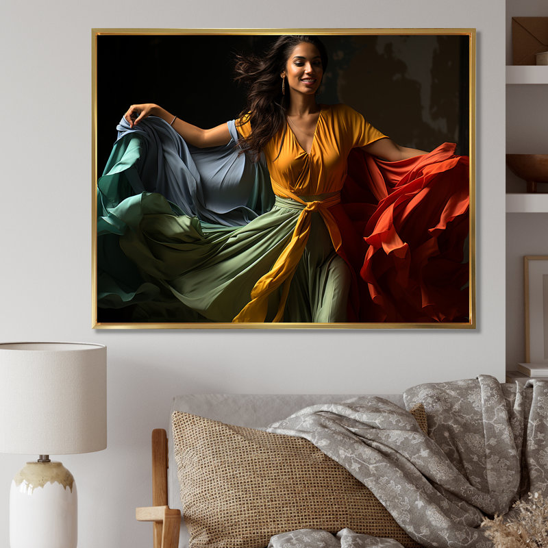 Femme cubaine Dance Elegance I, Cadre flottant doré, 30" H x 40" W