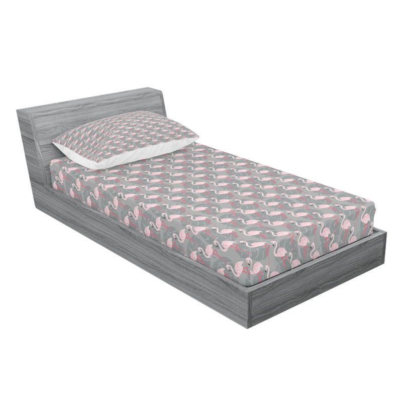 Flamingo Microfiber Floral Sheet Set, Twin XL Sheet Set + Fitted Sheet + 1 Pillowcase
