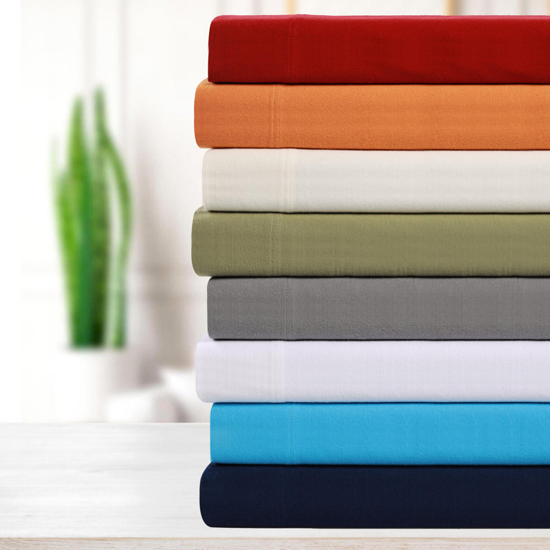 Ensemble de draps en flanelle de coton standard de couleur écaille de tortue unie Superior, Bourgogne