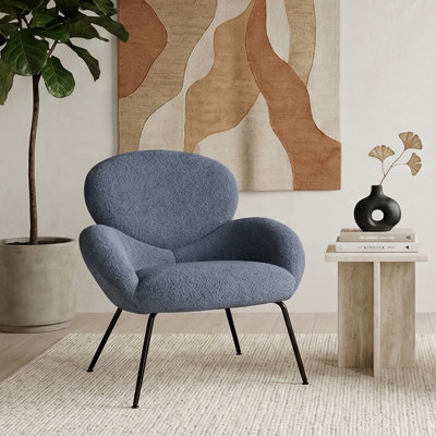 Chaise d'appoint moderne, fauteuil rembourré avec pieds en métal noir pour le salon, la chambre à coucher et la lecture