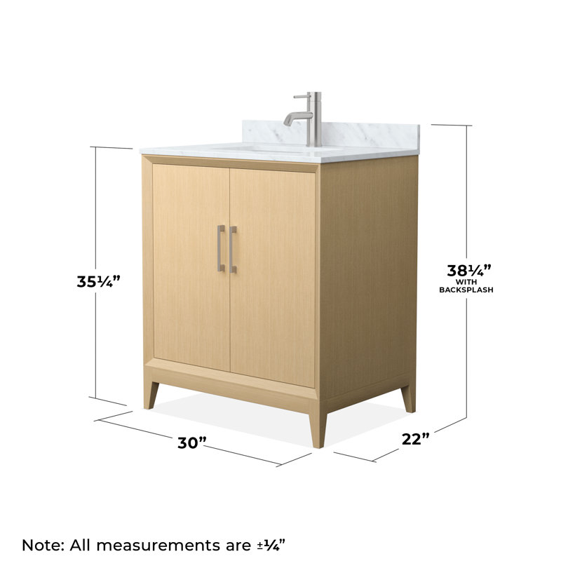 Janna 30" Freestanding Single Bathroom Vanity with Marble Top, Brushed Nickel