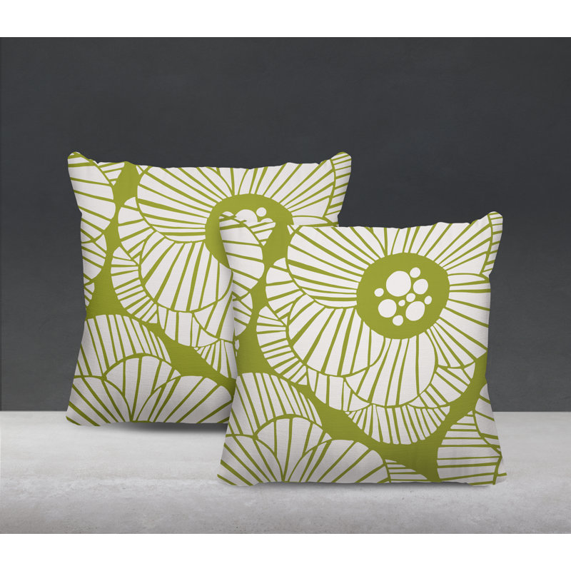 Housse et insert de coussin décoratif intérieur / extérieur en mélange de polyester, L 15 po x H 15 po, Chartreuse