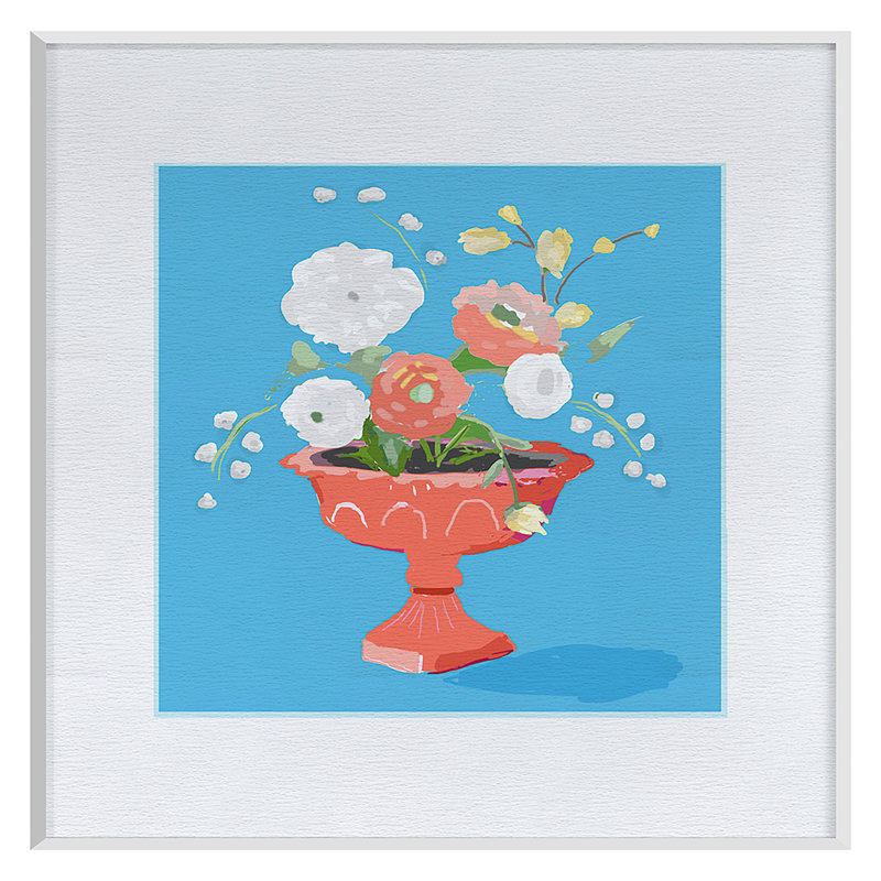 Vase 2 Print by Dana Gibson, White, 50" H x 50" W x 1.75" D