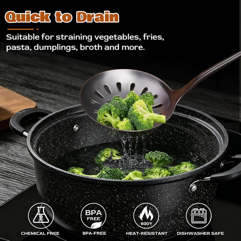 Ensemble d'ustensiles de cuisine 18/10 en acier inoxydable rétro