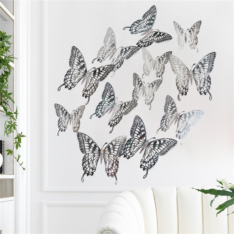 Autocollant mural 12 pièces, 4.73" H x 4.73" W, Silver