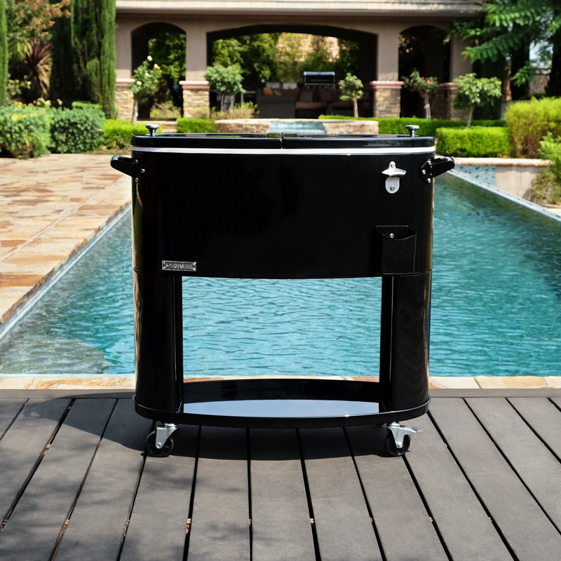 Chariot de terrasse de patio ovale de 80 pintes Permasteel, Noir
