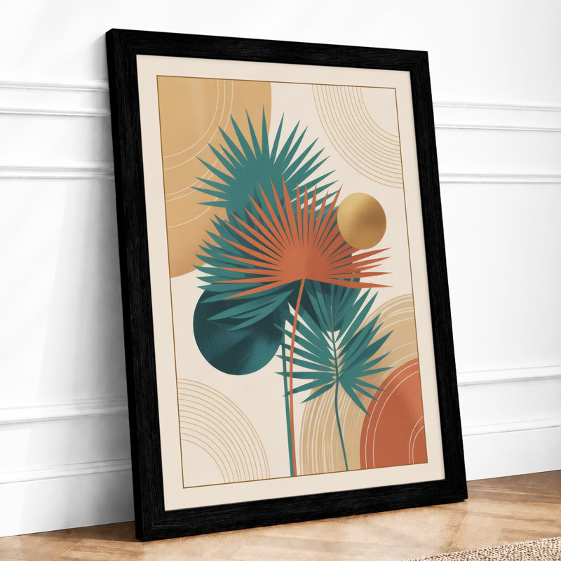 Geometric Palm Forms Botanical - Print, Black, A4 - 29.7 x 21.0 cm