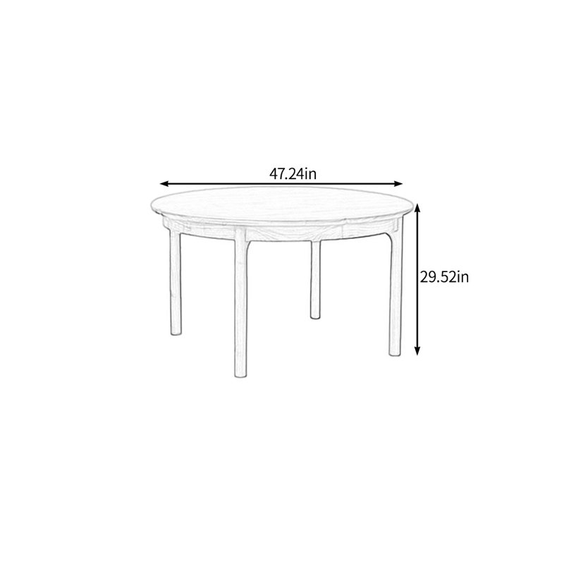 Beautiful And Practical Solid Wood Dining Table Circular 47.24'' L Dining Table