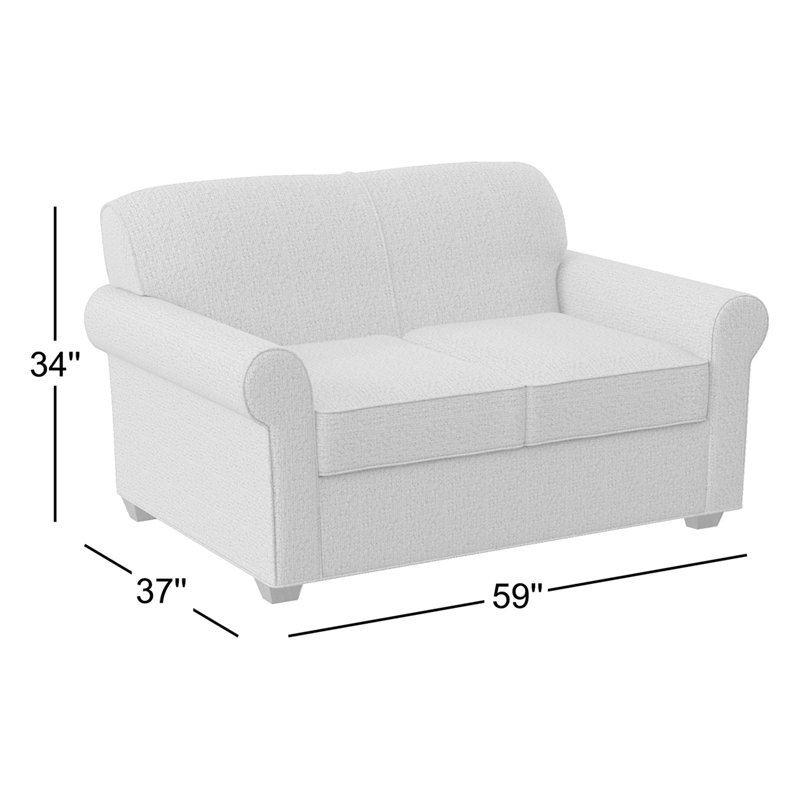Finn 59" Rolled Arm Sofa Bed Loveseat with Reversible Cushions, Cafelle, Antic Mimosa