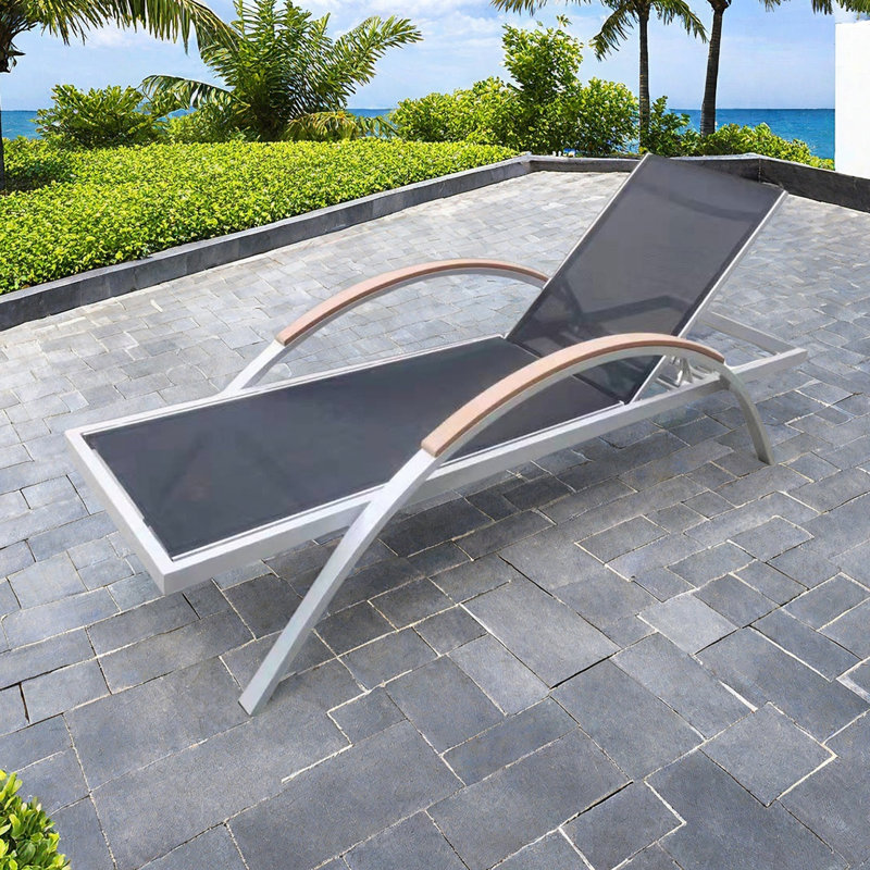 Chaise longue de jardin pour l'extérieur, Noir