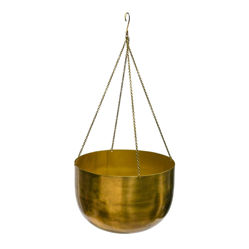 Metal Hanging Planter, 21cm H x 30cm W x 30cm D, Mocha