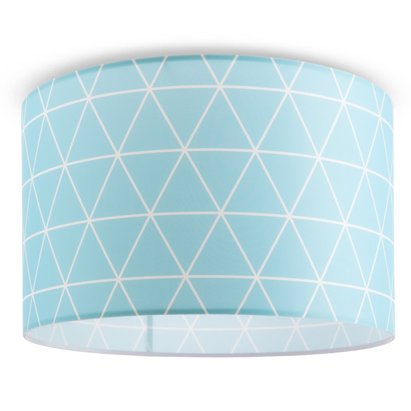Danes Fabric Flush Ceiling Light, 24.5cm H x 38cm W x 38cm D, Blue