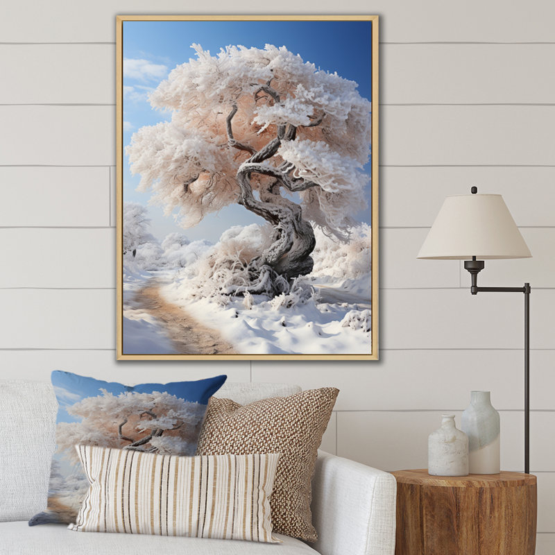 «White Tree In Winter Scenery I», reproduction d'art sur toile, Cadre naturel flottant, H 40 po x l 30 po