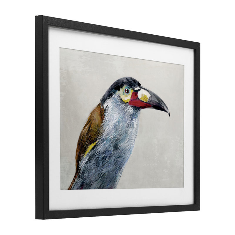 Toucan de montagne noir avec impression encadrée sous verre, design par Jacob Q, H 13 po x l 16 po, Cadre noir minuit
