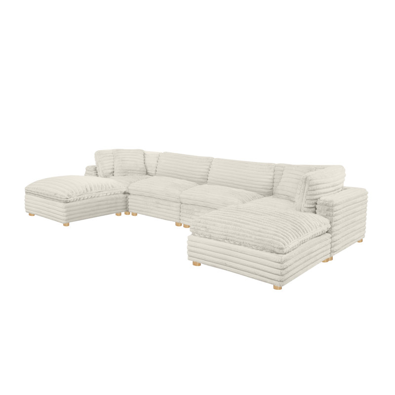 Ensemble modulaire 6 pièces en velours côtelé, Beige
