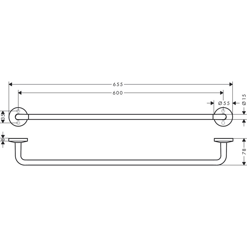 Universal Circular Wall Mounted Towel Bar, Chrome
