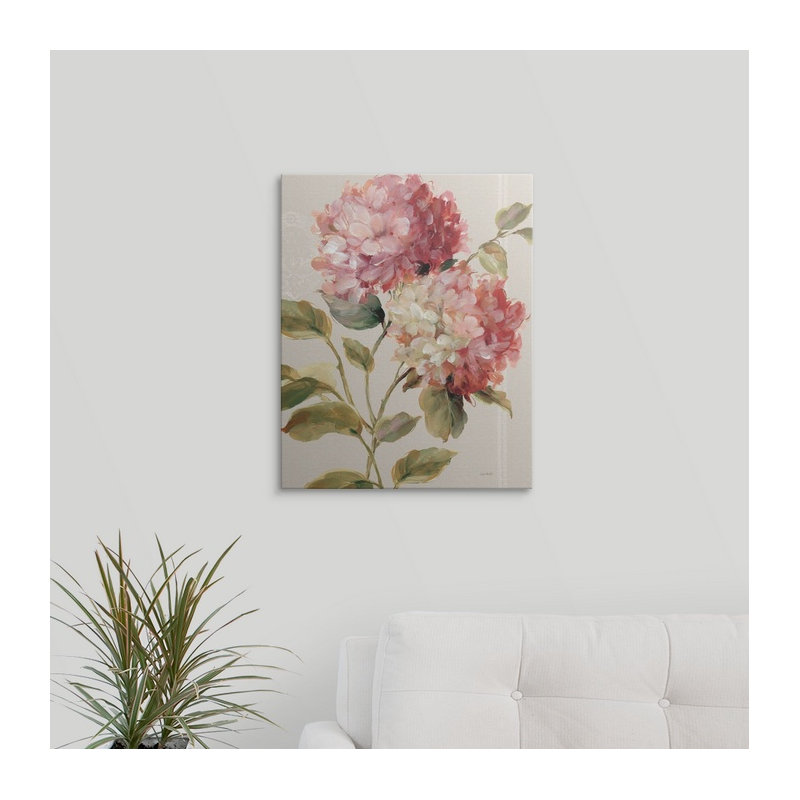 «Harmonious Hydrangeas Linen» - reproduction, H 20 po x l 16 po x P 1,5 po, Toile