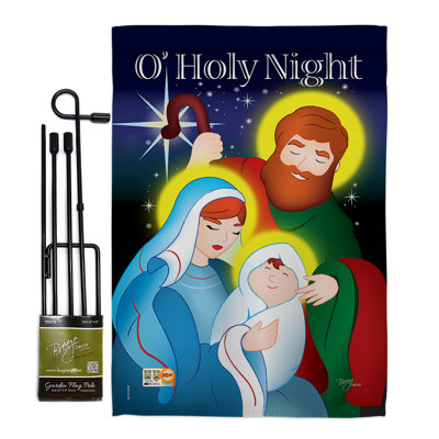 « sainte night winter night crèches », impression en polyester de 2 côtés 18,5 x 13 po ensemble de drapeau