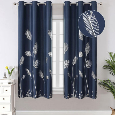 Longs rideaux occultants et isolants thermiques avec rideaux obscurcissants à motif de feuilles d'or et de blé de style champêtre pour porte de salon, 2 rideaux
