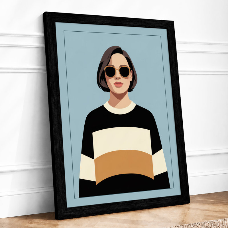 Sunglasses Portrait Modern - Framed Print, Black, A3 - 42.0 x 29.7 cm