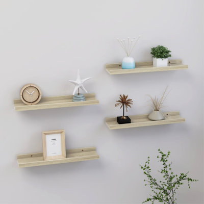 Latitude Run® Wall Shelves 4 Pcs Sonoma Oak 45.3"X3.5"X1.2"