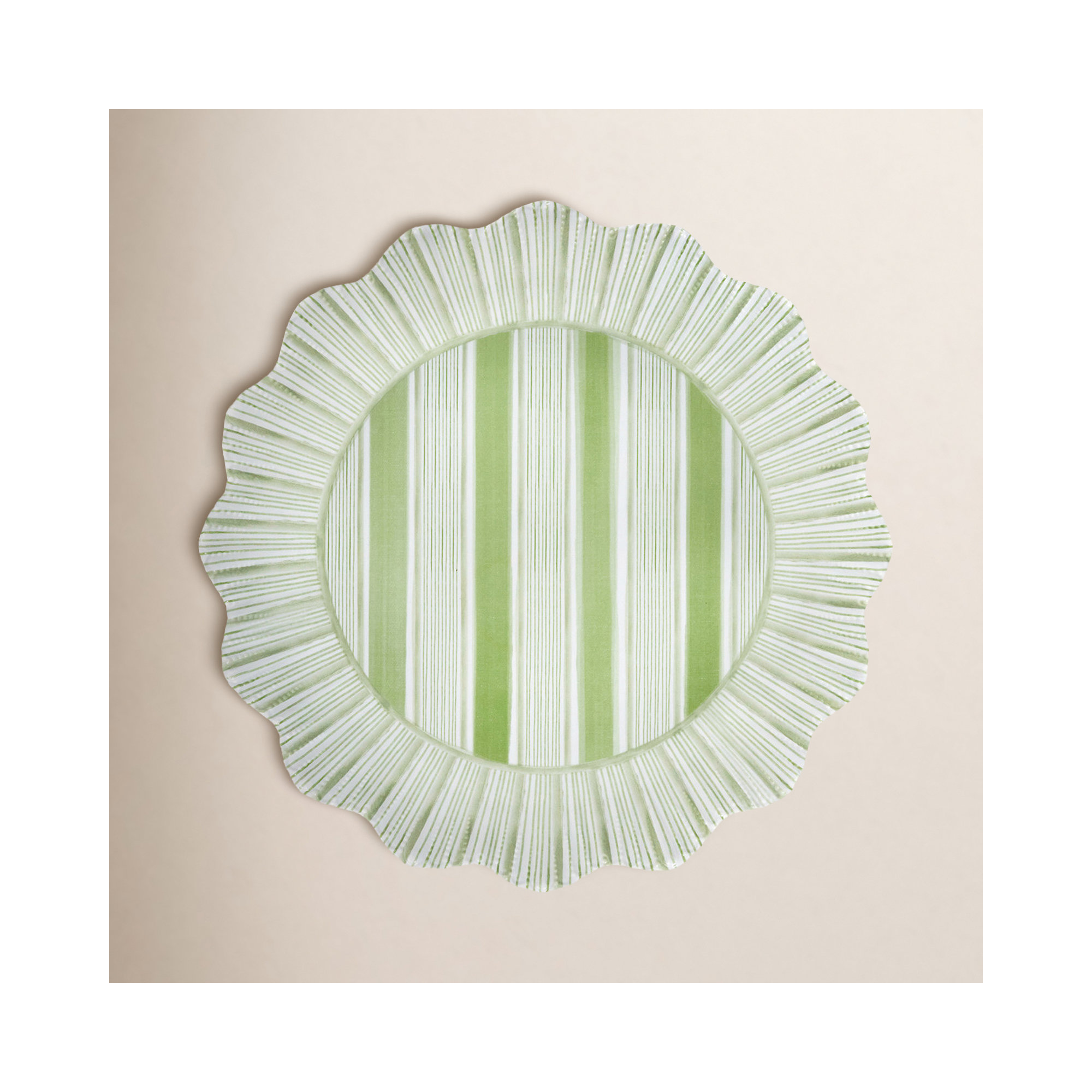 Cabana Stripe Melamine Dinner Plates, Seagrass