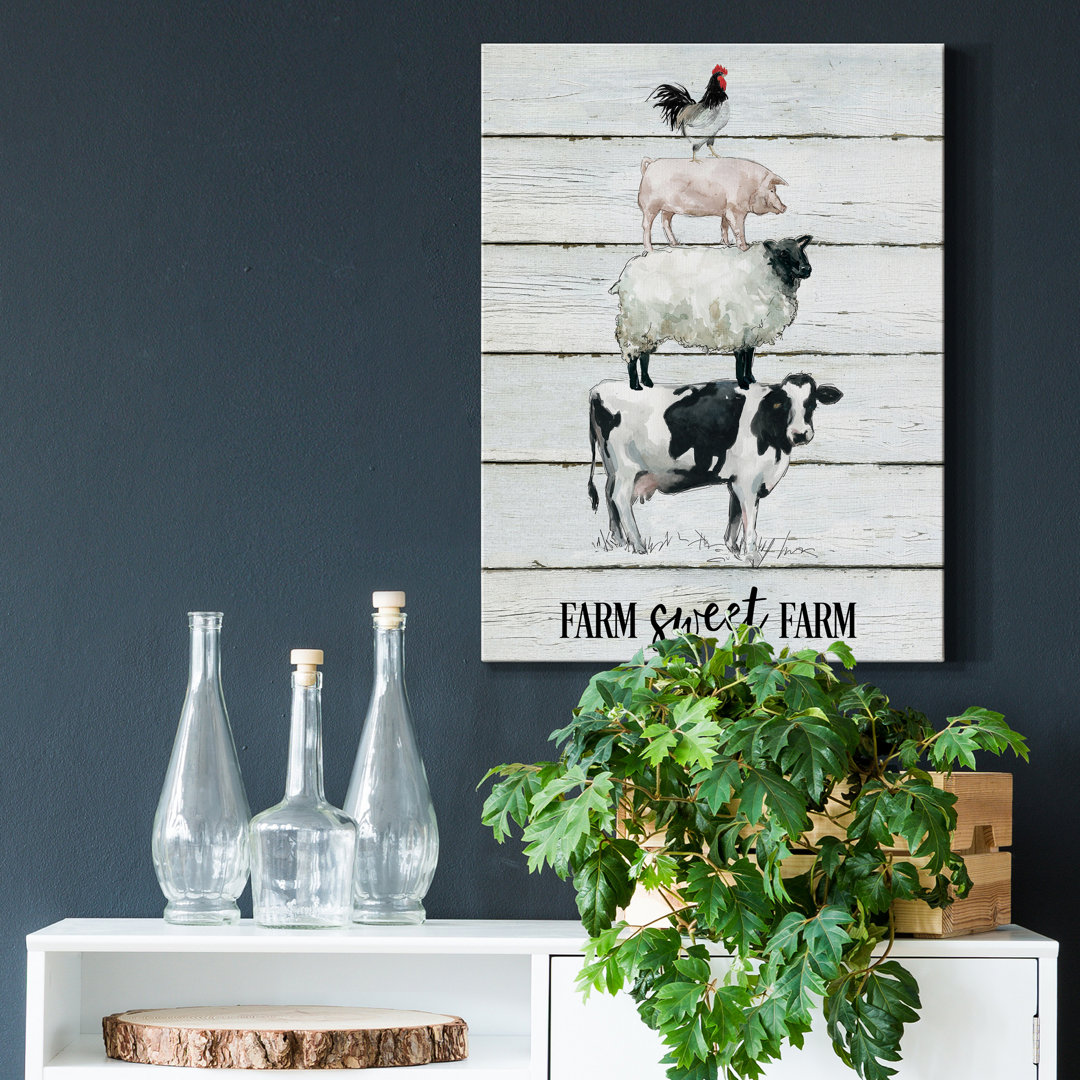 Farm Sweet Farm by Carol Robinson - Wrapped Canvas Painting Print Gracie Oaks