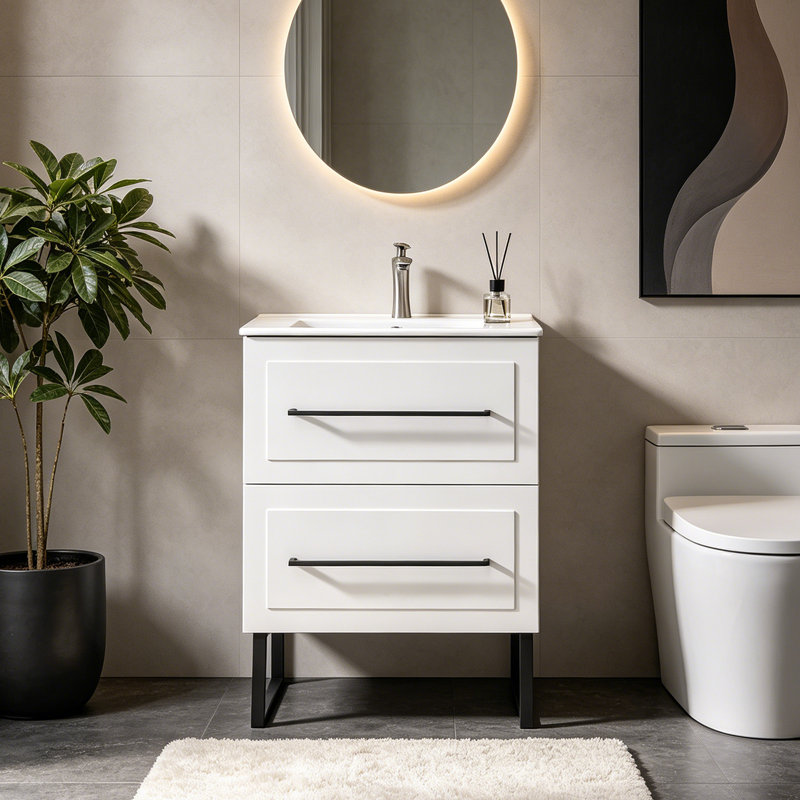 24" Morden Free-Standing Single Bathroom Vanity with Sink