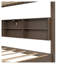 Lit superposé grand sur grand avec tablettes de rangement intégrées, station de charge USB et rails de sécurité, finition bois antique