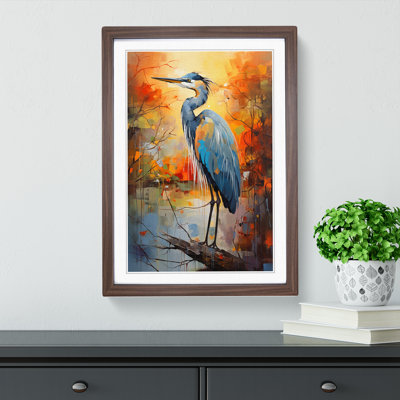 XYZ-FRM-V1223-3623 Heron Expressionism - Single Picture Frame Print on Wood