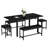 5-Piece Extendable Dining Table Set for 4-8 People, 63 Inch Kitchen Table with 2 Benches & 2 Stools, Space Saving Modern Dining Room Furniture, Easy Assembly Metal Frame - Black