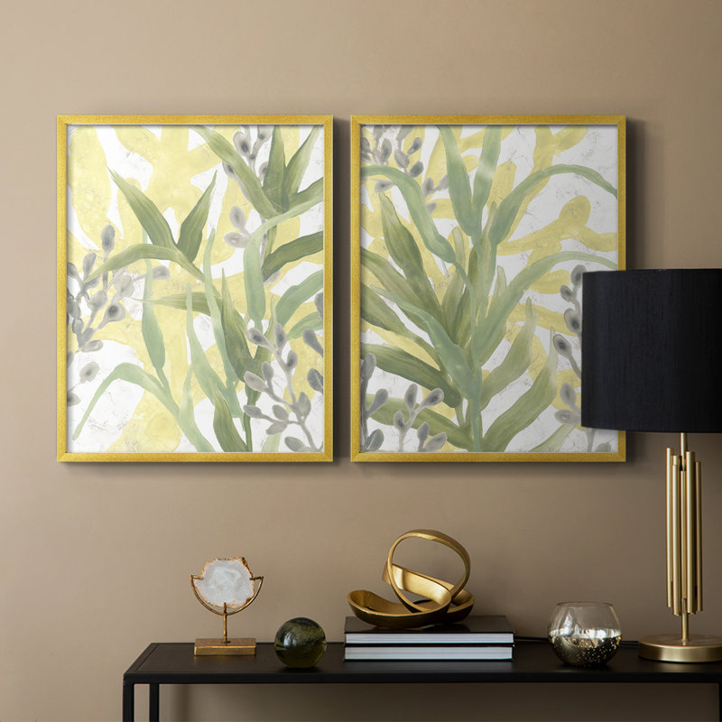 Sea Grass Fresco III - reproduction encadrée de qualité supérieure - prête à être accrochée - aucun clou requis - aucun clou requis