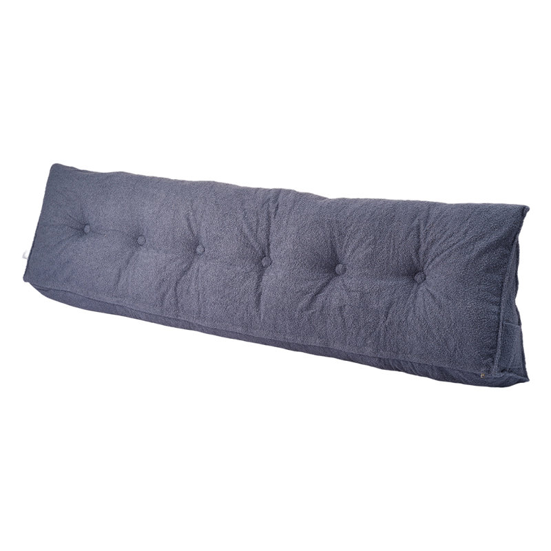Triangle Wedge Headboard Pillow Backrest Support Cushion, Slate Blue, 180cm W x 50cm D
