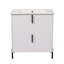 Meuble-lavabo de 30 po avec lavabo en céramique et tiroirs pleine extension, glissières de tiroir encastrées à fermeture en douceur, conception cannelée, blanc-454455898