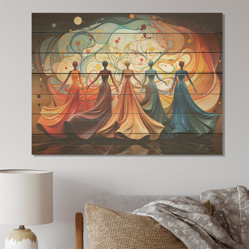 «Blue and Orange Ballet Women Grace - Ballet sur bois», H 30 po x l 40 po
