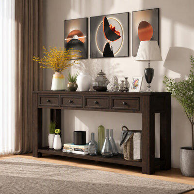 Console Table/Sofa Table with Storage Drawers and Bottom Shelf for Entryway Hallway(Espresso)