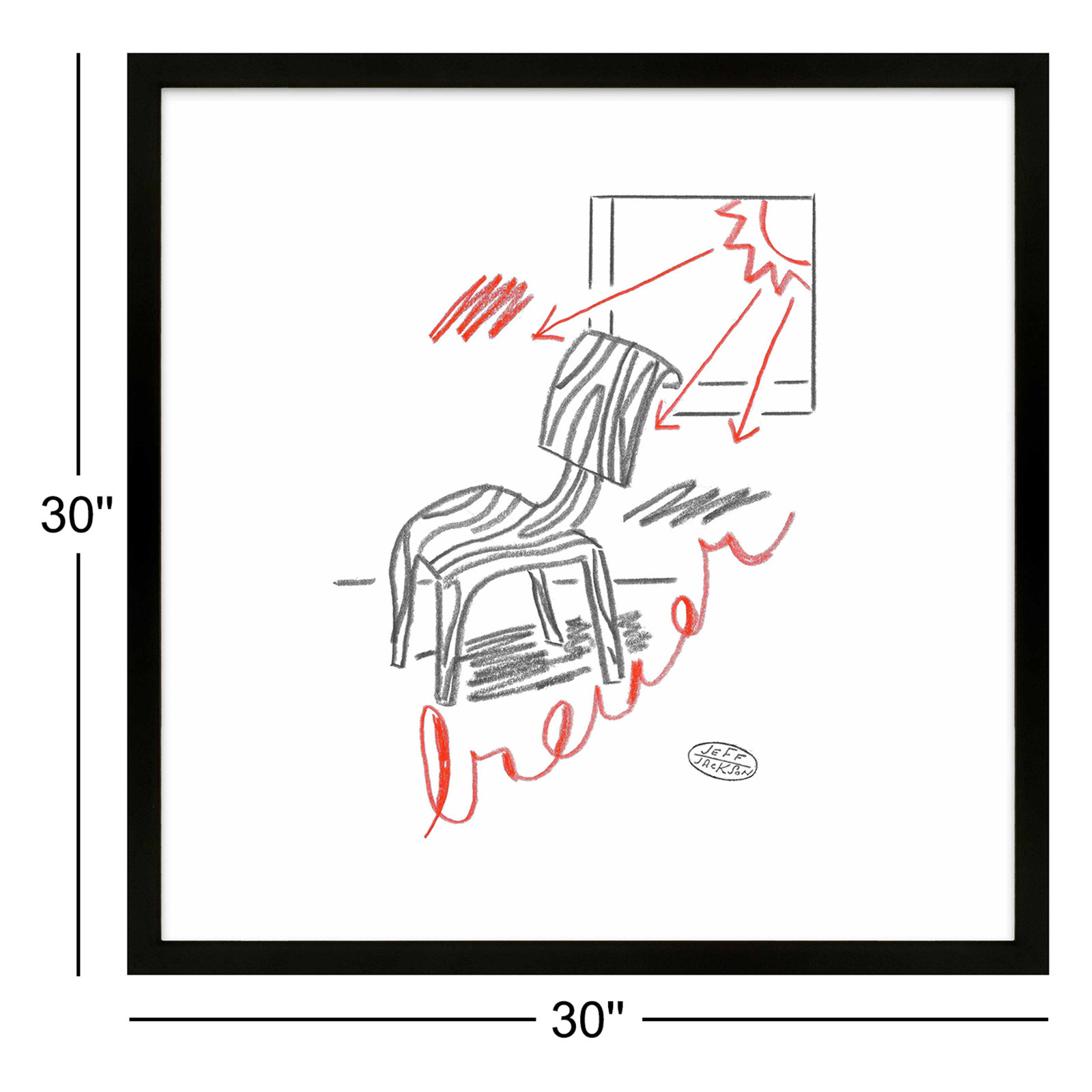 Chairs Breuer Print by Jeff Jackson, Black Single Picture Framed Paper, 30" W x 30" H
