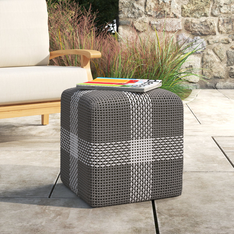 Outdoor Ottoman, Gray/White
