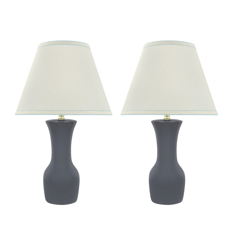 Lampe de table 20 po Moro, Gris clair, Blanc cassé