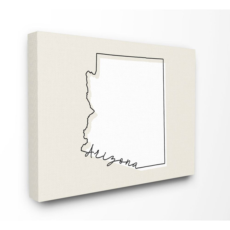 «Arizona Home State Map Neutral Design», impression sur toile, H 16 po x l 20 po x P 1,5 po, Toile tendue