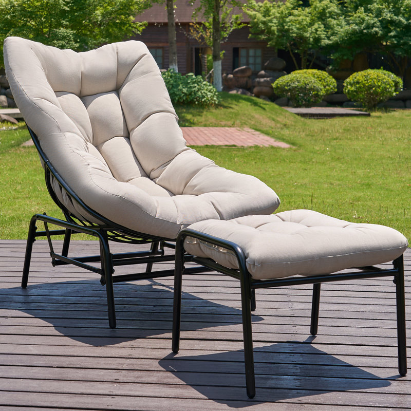 Méridienne d'extérieur avec ensemble de repose-pieds et chaise longue 2 pièces
