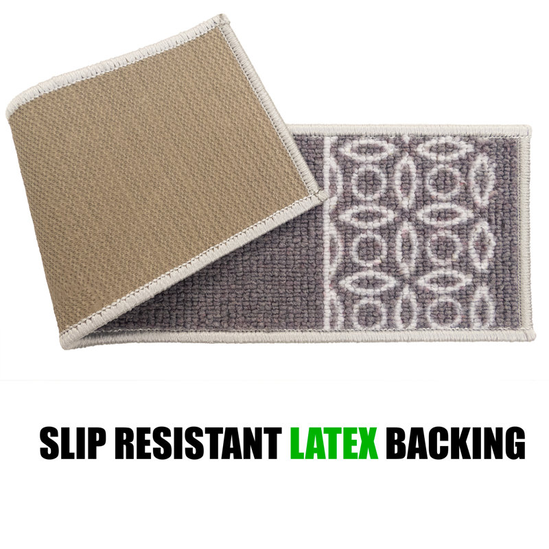 Tapis d'escalier berbère antidérapant lavable à la machine, Rectangle 2 pi 1,6 po x 8,5 po, Gris