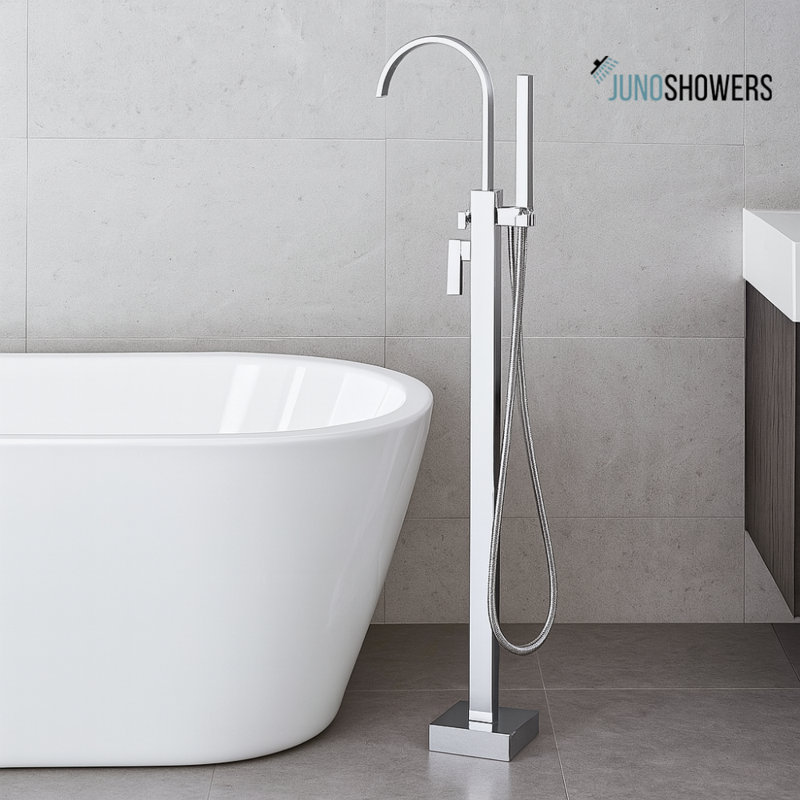 Robinet de salle de bain chromé à poignée simple avec finition polie