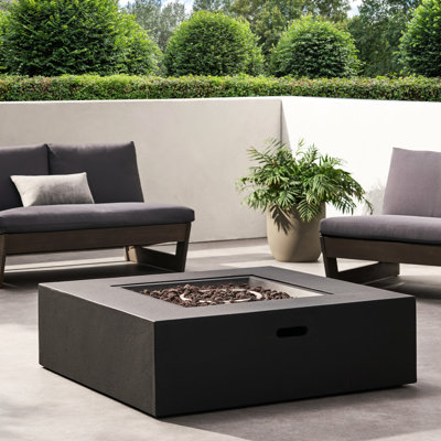 Table de feu d'extérieur - 50 000, sans assemblage, réservoir carré gris foncé, gris