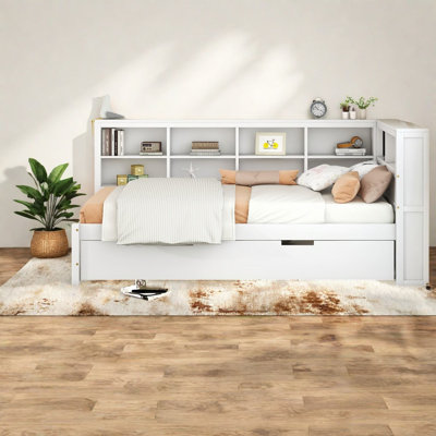 Lits simples en bois peu encombrants avec ports USB, lit de jour moderne avec rangement pour la famille