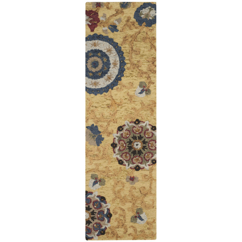 Emrick Hand Tufted Wool Floral Rug, Runner 2'3" x 14'
