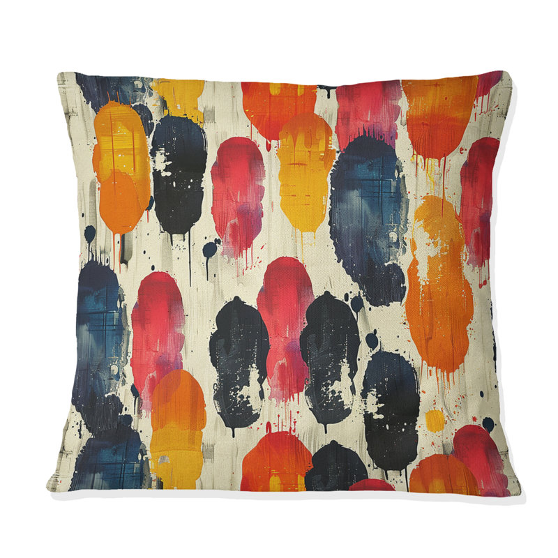 Rouge, noir, géométrique rétro IV - coussin géométrique rétro, H 16 po x l 16 po